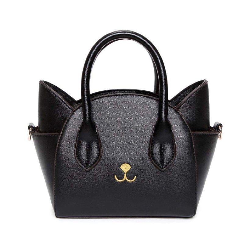 QZUnique Cat Purse for Women Cute Top Handle Shoulder Bag for Teens Girls Pu Leather Gothic Handbag Crossbody Bag (Black Cat) - Image 1