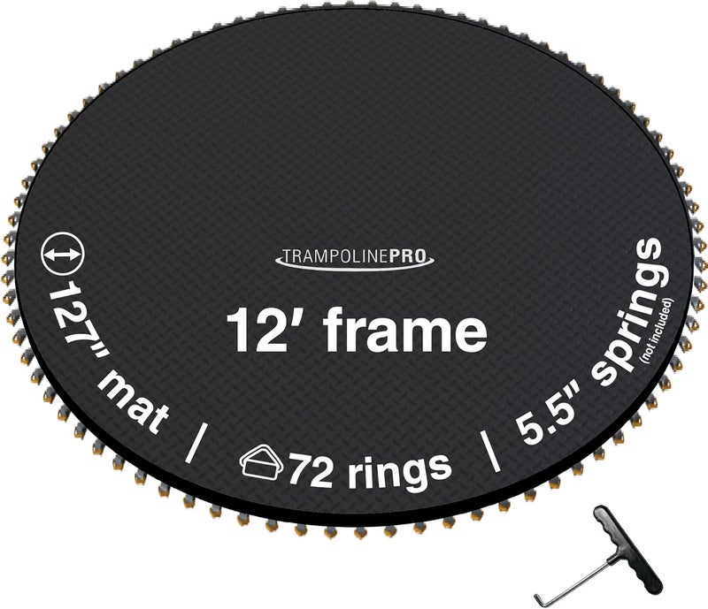 TRAMPOLINEPRO Trampoline Mat Replacement 12 ft for 72 Springs with 5.5" Spring Length, Trampoline Replacement Mat 127" Diam w/ 72 Rings (Springs Sold Sperate) UV & Safety Certified Trampoline Mat - Image 1