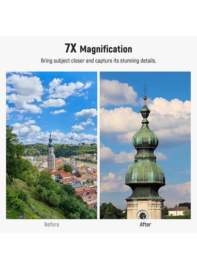 Neewer NEEWER 7X Telephoto Lens with Phone Lens Clip Compatible with iPhone Samsung, 15 Elements 12 Groups 7X Magnification Phone Lens for 17mm Thread Phone Cage/Phone Case/Backplate, LS-36 PRO  - Image 2