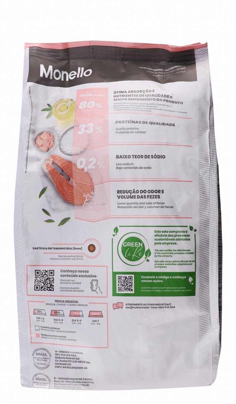 Monello Dry Cat Food with Chicken & Salmon for Kittens, 1 kg - Image 2