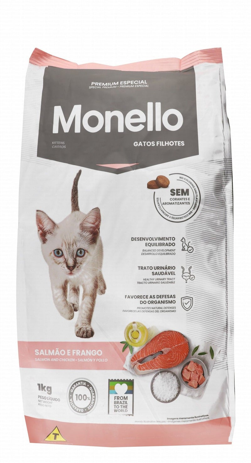 Monello Dry Cat Food with Chicken & Salmon for Kittens, 1 kg - Image 1