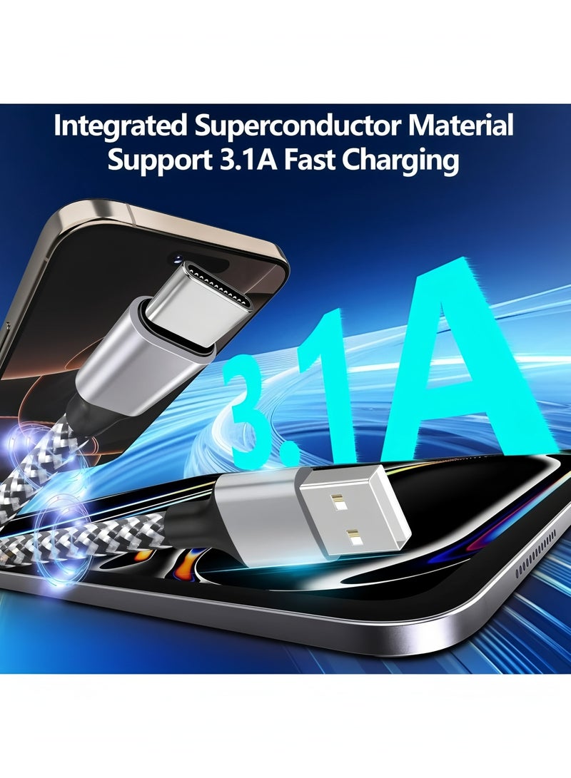 أبلينم مجموعة من 3 شواحن iPhone بطول 6 أقدام، كابل شحن سريع معتمد من Apple MFi من النوع C - Image 5