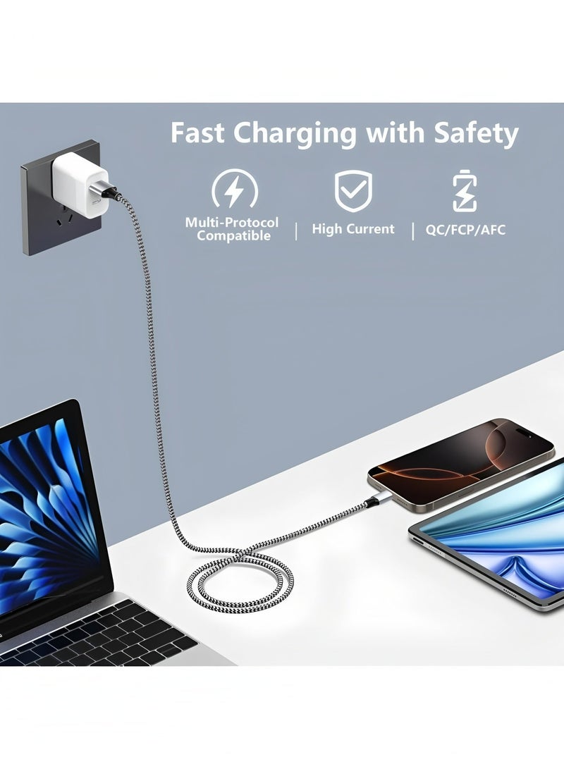 أبلينم مجموعة من 3 شواحن iPhone بطول 6 أقدام، كابل شحن سريع معتمد من Apple MFi من النوع C - Image 3