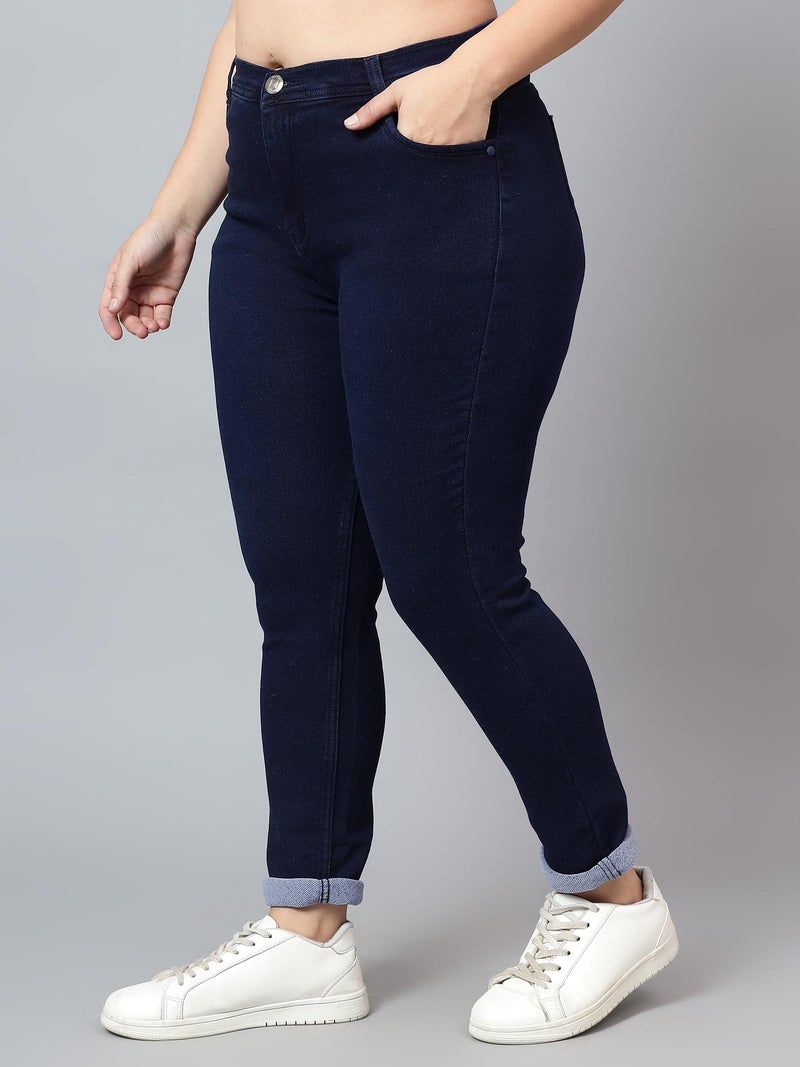 Nifty Women's Denim Stretchable High Waist Plus Size Jeans (NFTYPLS_1393_CBLU_36_Carbon Blue_36) - Image 2