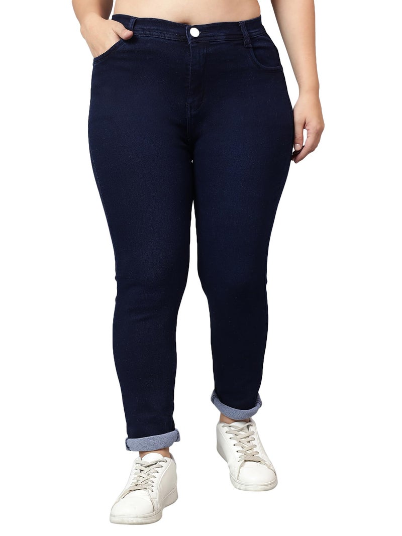 Nifty Women's Denim Stretchable High Waist Plus Size Jeans (NFTYPLS_1393_CBLU_36_Carbon Blue_36) - Image 1