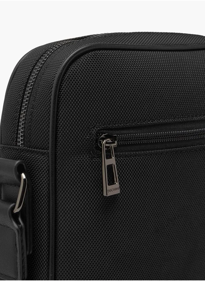 DUCHINI Men Solid Crossbody Bag with Adjustable Strap and Zip Closure
