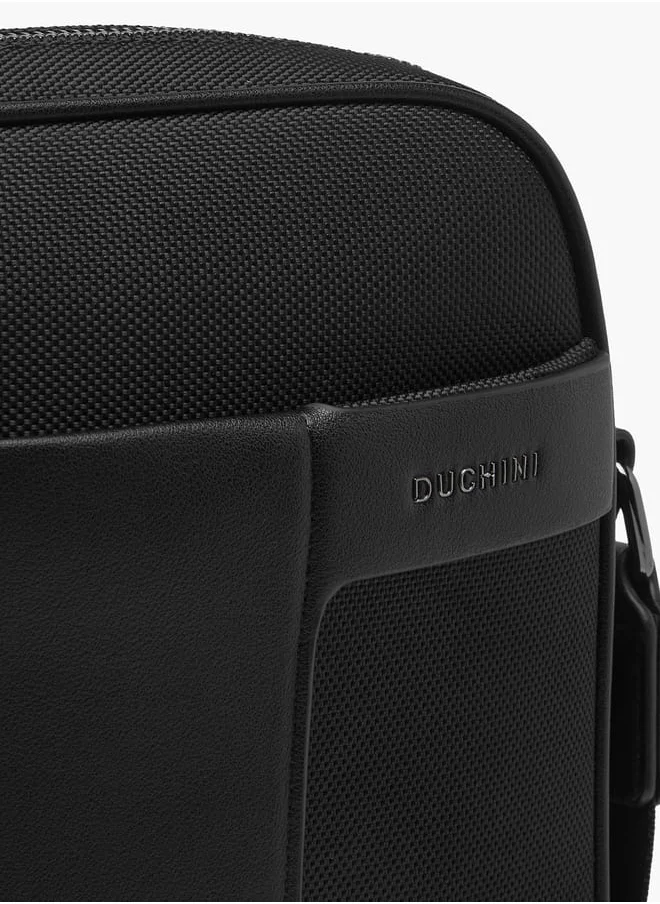 DUCHINI Men Solid Crossbody Bag with Adjustable Strap and Zip Closure