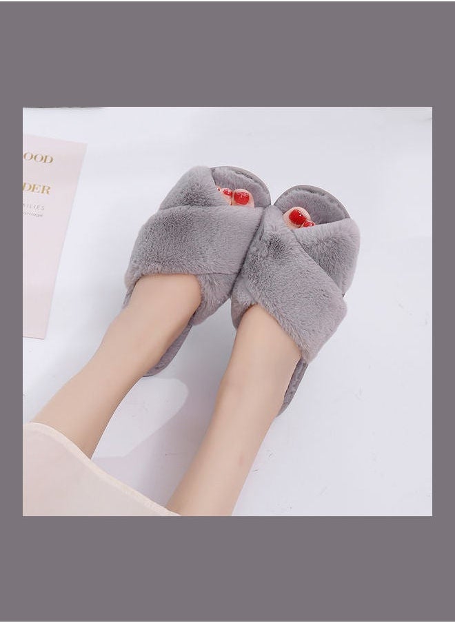 NIBEMINENT Cross Designed Bedroom Slippers Grey  - Image 5