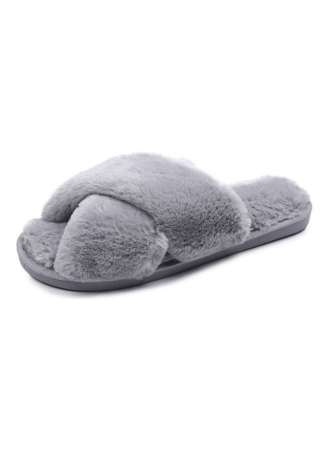 NIBEMINENT Cross Designed Bedroom Slippers Grey  - Image 1