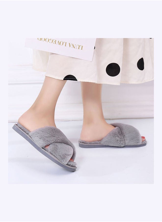 NIBEMINENT Cross Designed Bedroom Slippers Grey  - Image 3