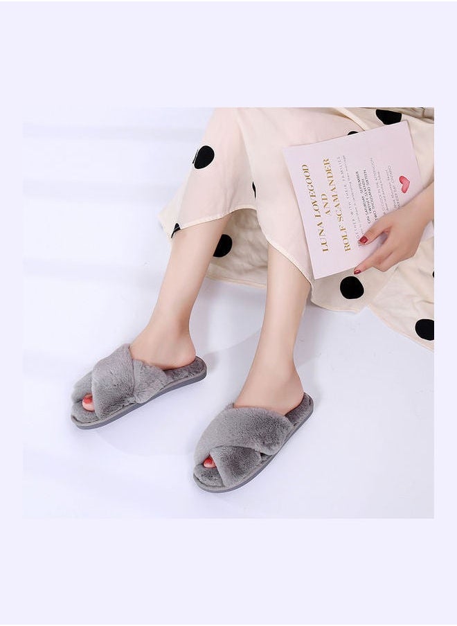 NIBEMINENT Cross Designed Bedroom Slippers Grey  - Image 4