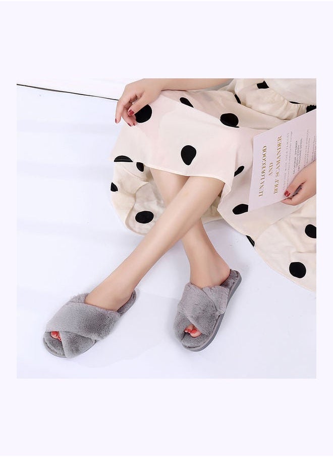 NIBEMINENT Cross Designed Bedroom Slippers Grey  - Image 2