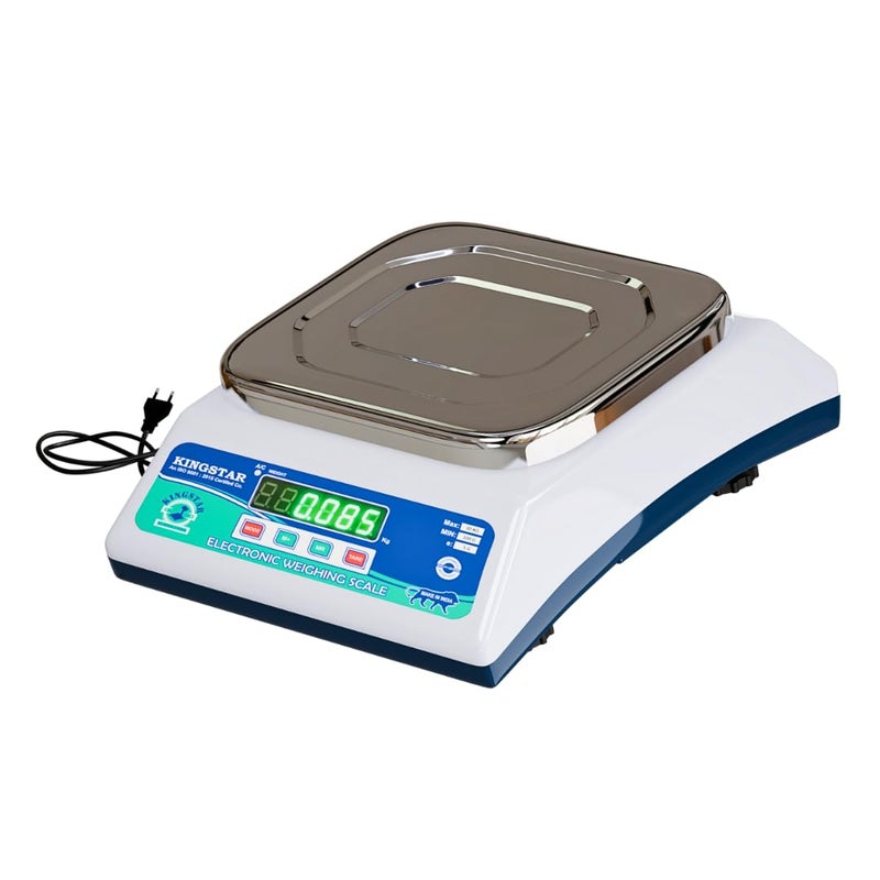 Kingstar ABS SS PAN Digital Kitchen Scale with Front Back Double Display 30kg Capacity 2g Accuracy Weighing Scale for Shops Factories Sweet Shops Kirana Shops - Image 1