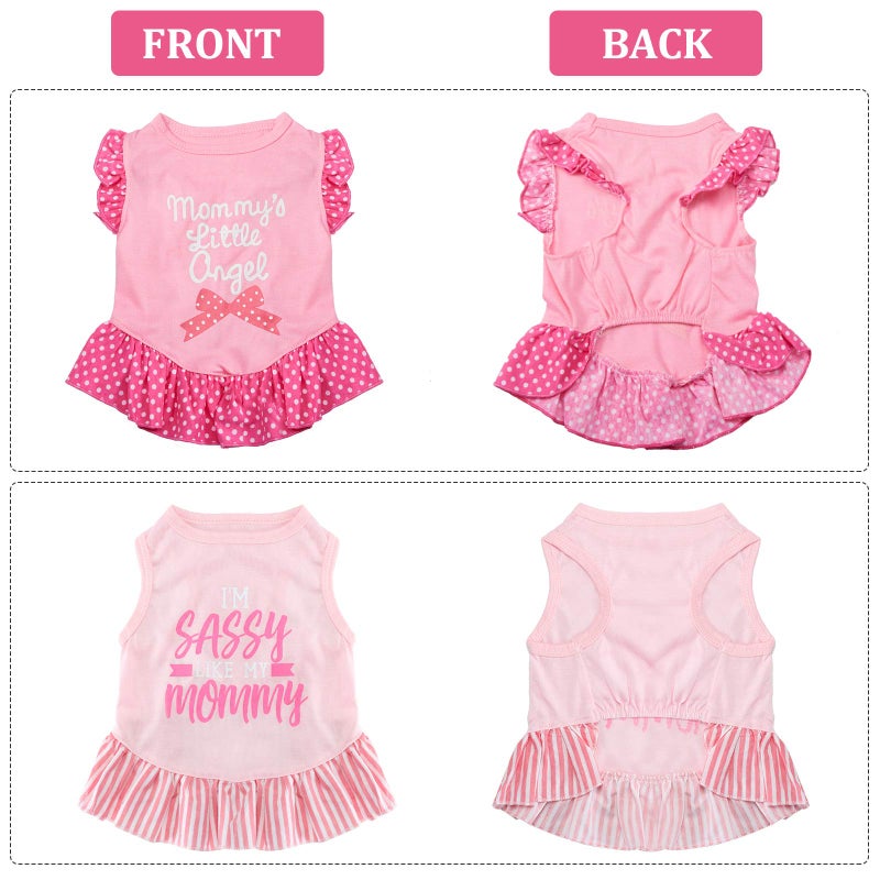 Weewooday 4 Pack Dog Dress Cute Pink Dog Clothes Skirt Girl Pet Princess Dress Puppy Summer Apparel Clothes Skirt Shirt with Ruffles Apparel for Small Puppy Cats Pet(M) - Image 4