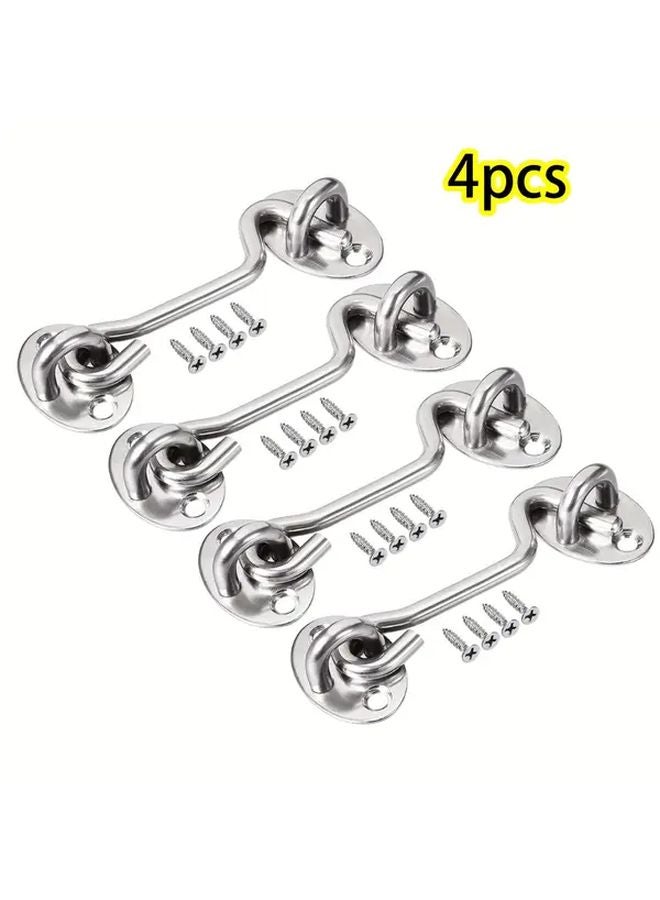4pcs Heavy Duty Stainless Steel Barn Door Locks Rust Resistant Hook Eye Latches - Image 1