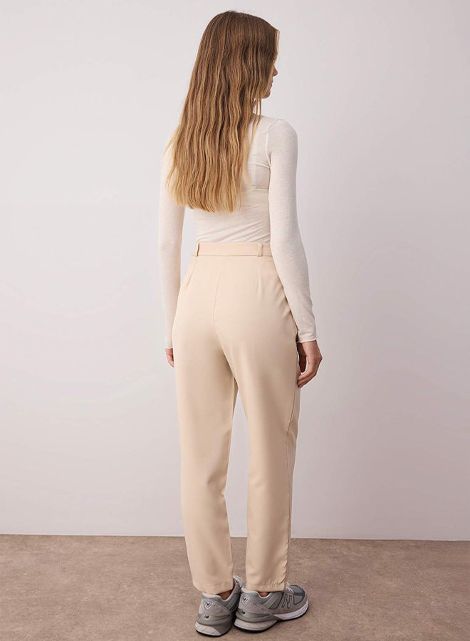trendyol Beige Cigarette Woven Fabric Trousers - Image 4