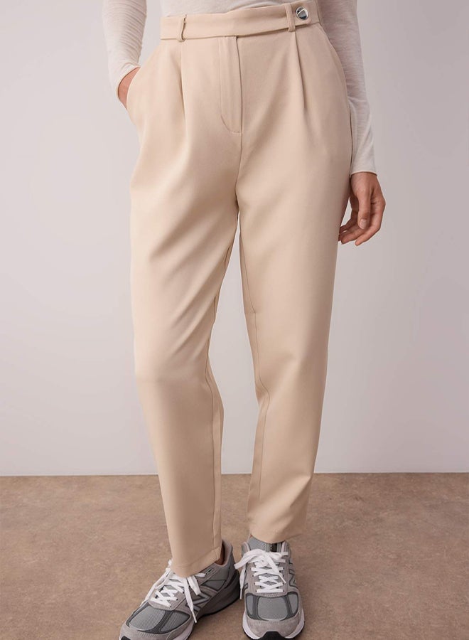 trendyol Beige Cigarette Woven Fabric Trousers - Image 3