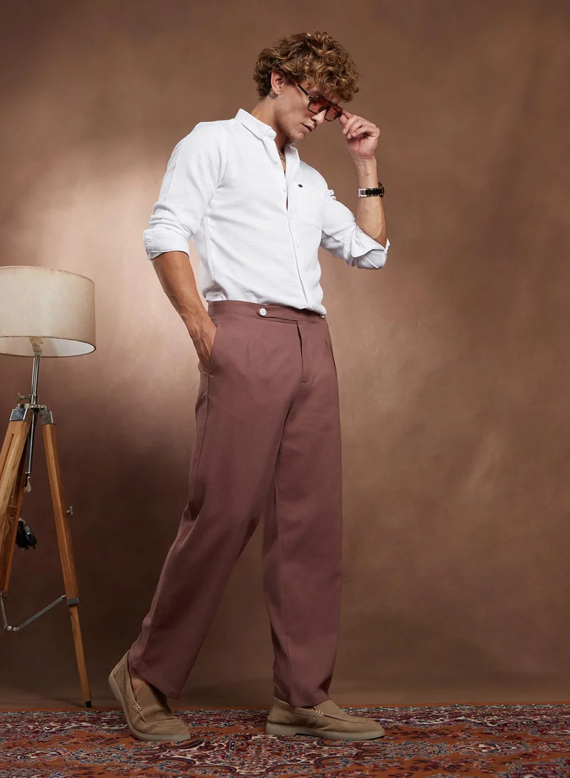 Campus Sutra Lightweight - Linen-Blend Cigrette Trousers