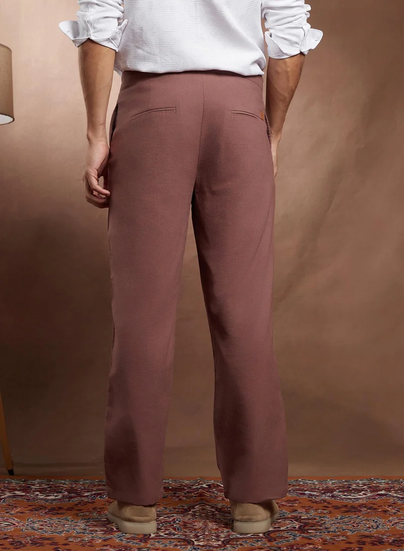 Campus Sutra Lightweight - Linen-Blend Cigrette Trousers