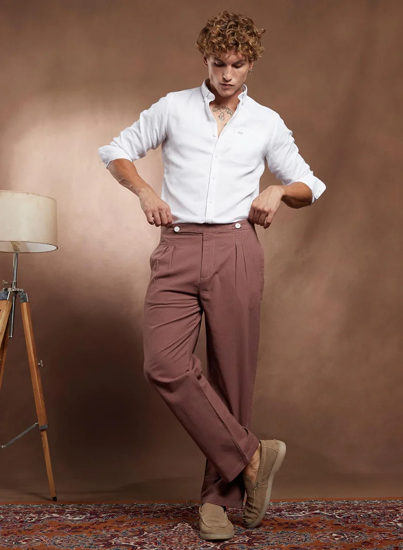 Campus Sutra Lightweight - Linen-Blend Cigrette Trousers
