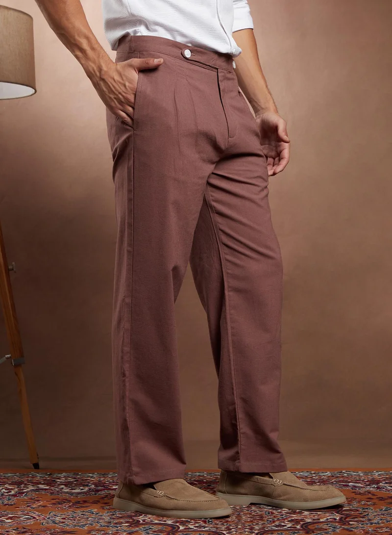 Campus Sutra Lightweight - Linen-Blend Cigrette Trousers