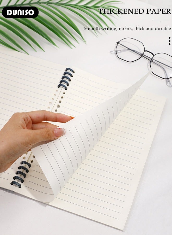 Spiral Notebooks, A5 120 Pages Hardcover Journal Notebooks, Waterproof Scratch-resistant Loose Leaf Detachable Notebooks, Classic Transverse Line Notepad for Study and Work and Notes