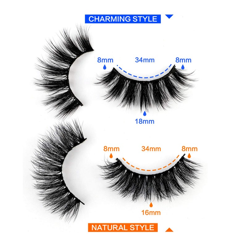 JIMIRE 20 Pairs False Eyelashes 2 Styles Mixed Fluffy Eyelashes Natural Volume Wispy Faux Mink Lashes Pack - Image 2