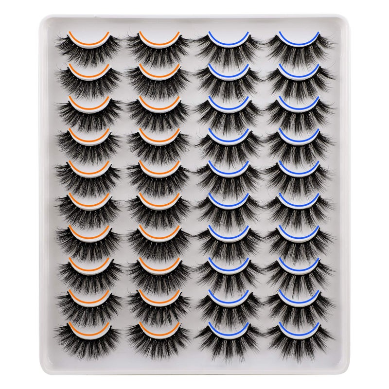 JIMIRE 20 Pairs False Eyelashes 2 Styles Mixed Fluffy Eyelashes Natural Volume Wispy Faux Mink Lashes Pack - Image 1