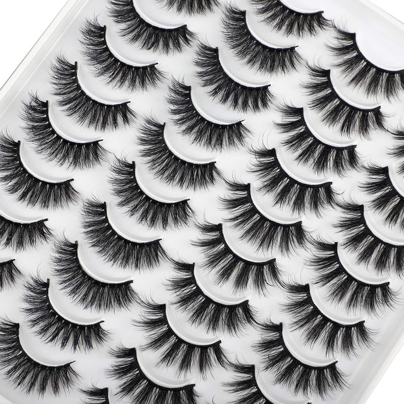 JIMIRE 20 Pairs False Eyelashes 2 Styles Mixed Fluffy Eyelashes Natural Volume Wispy Faux Mink Lashes Pack - Image 4