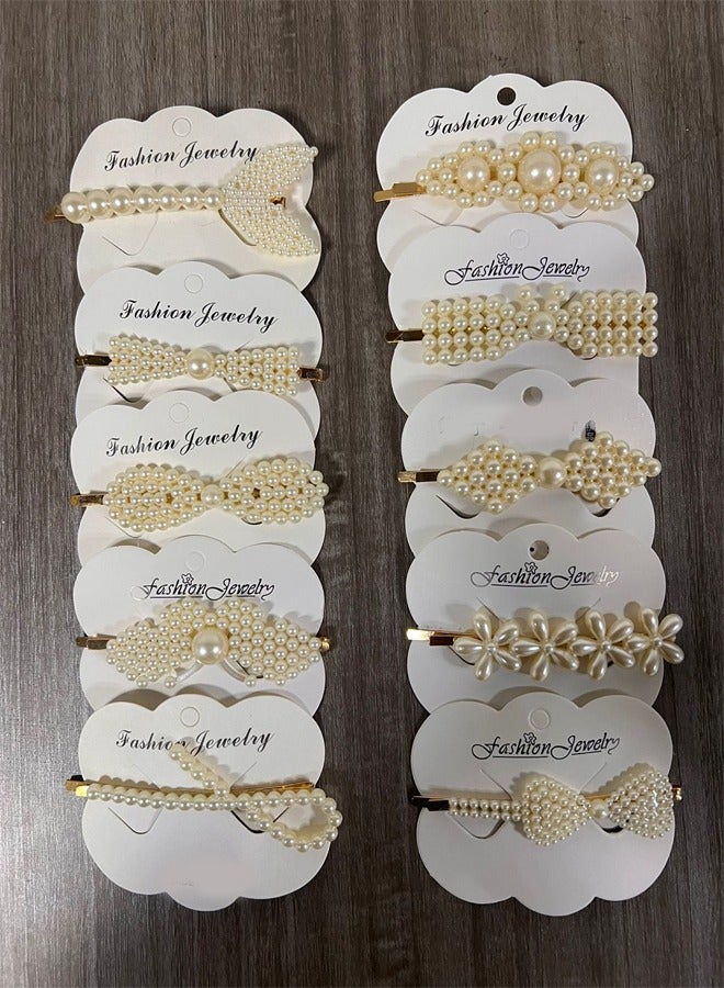 10-Pieces Toddler Girls Faux Pearl Decor Cute Baby Girl's Hair Accessories Clips Hair Ties - Image 3