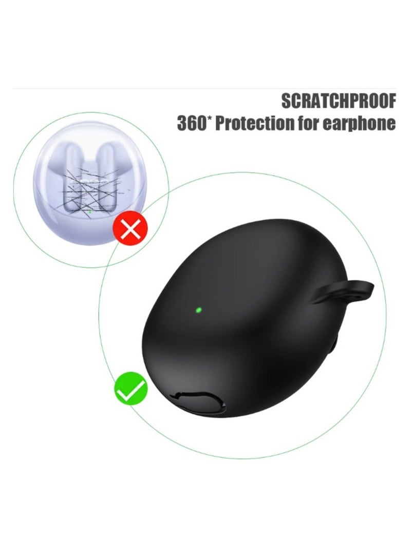 Compatible with OPPO Enco Air3 Case Shockproof Silicone Earphone Cover Solid Color hearphone Accessories For Enco Air 3 box with hook（Black） - Image 4