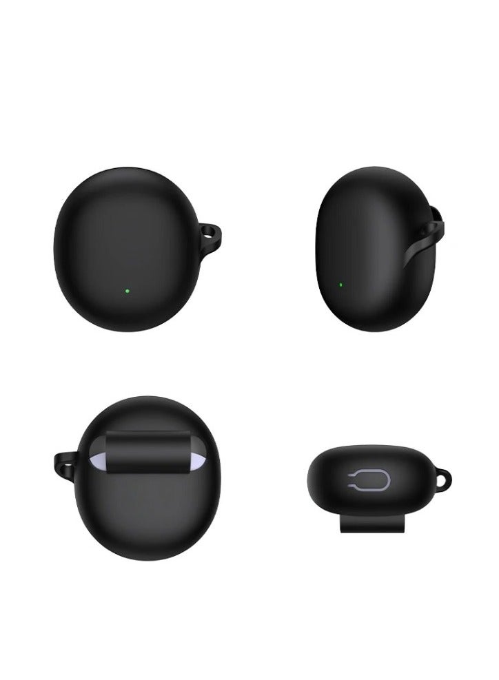 Compatible with OPPO Enco Air3 Case Shockproof Silicone Earphone Cover Solid Color hearphone Accessories For Enco Air 3 box with hook（Black） - Image 5