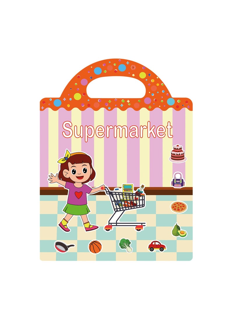 Cross-border DIY fun childrens scene sticker book early education concentration training can be moved repeatedly paste quiet book Supermarket 