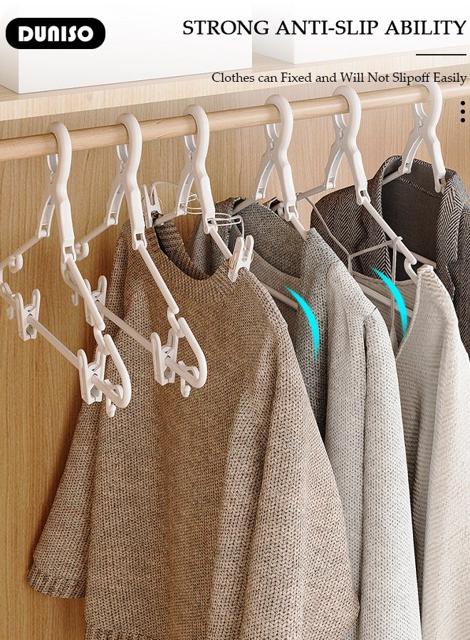 DUNISO 4 PCS Plastic Clothes Hangers, Windproof Clothes Hangers with Clamp Grip Hook, Notches in the Shoulder Area, Durable Closet Clothes Hanger with Hooks and Clips, Durable Lightweight Space Saving Laundry Hangers for Coats, Skirts, Pants, Dress  - Image 5