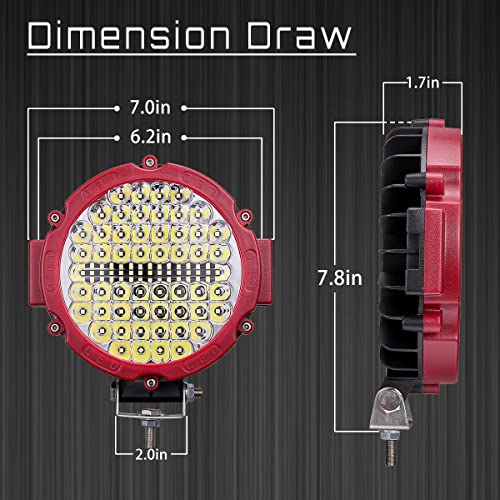 SAN YOUNG Round LED Light Pods Offroad 7 Inch, 120W 10000lm LED Off Road Driving Auxiliary Fog Lights 12V 24V for Trucks ATV SXS RZR UTV Golf Cart 4x4 Car Offroad Lighting Waterproof (2 Pack) - Image 2