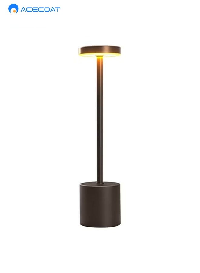 ACECOAT Modern LED Rechargeable Cordless Table Lamp With Touch Sensor, Aluminum Shell, 3 Levels Brightness, Usb-C Charging Port, 3000k Portable Metal Bedside Lamp – Black - Image 1