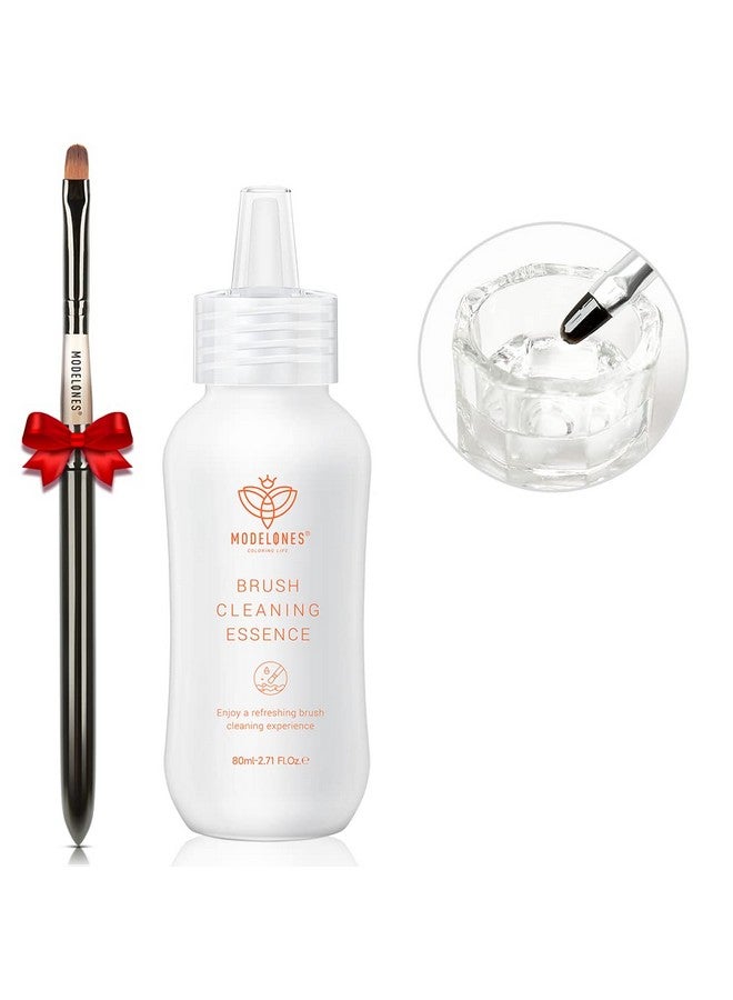 Modelones Nail Art Brush Cleaner & Restorer for Solid Gel Polish/Nail Extension Gel/Builder Gel/Nail Art Liner/Dip Powder/Acrylic Powder Manicure Brush DIY Salon at Home - 80ml, W/Pro Nail Art Brush - Image 1