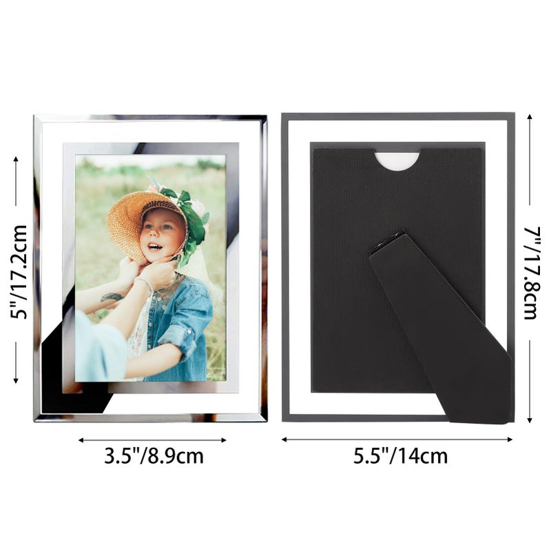 PETAFLOP 3.5x5 Picture Frames  2 Pack Mirrored Glass Photo Frame 3.5 by 5 for Tabletop Display - Image 2