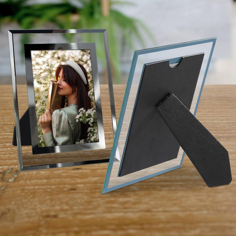 PETAFLOP 3.5x5 Picture Frames  2 Pack Mirrored Glass Photo Frame 3.5 by 5 for Tabletop Display - Image 4