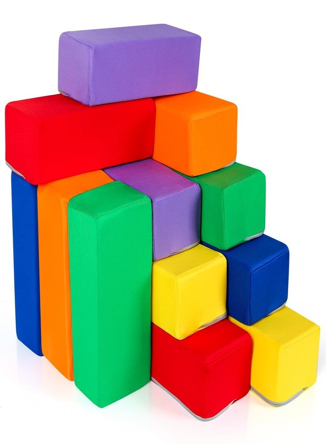 UHAPPYEE Toddler Foam Buliding Blocks - 12 Piece Fabric Covered 9x4x3inch Stacking Block Sets - Colourful Soft Play Set for Kids Idea for Building and Throwing Fun - Image 1