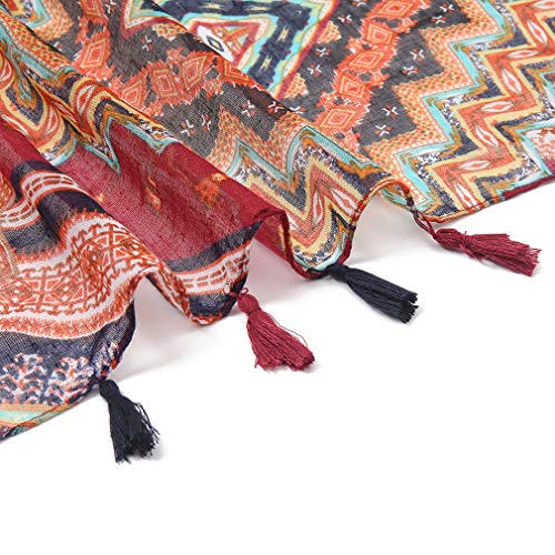 Yeieeo Boho Scarf for Women Lightweight Floral Printed Scarf Fall Winter Fashion Fringed Scarves Wraps Shawl (Floral 12) - Image 5