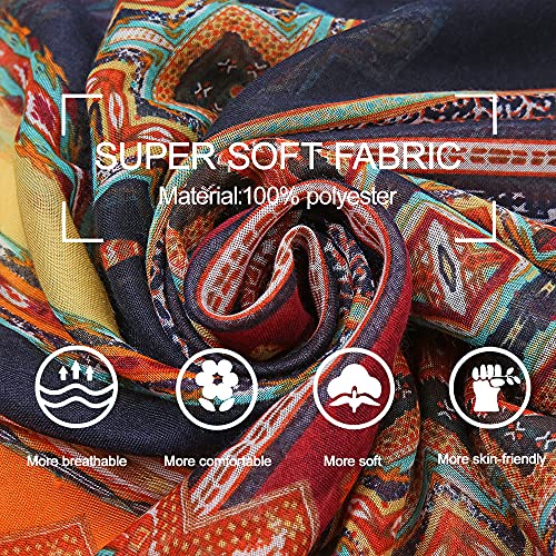 Yeieeo Boho Scarf for Women Lightweight Floral Printed Scarf Fall Winter Fashion Fringed Scarves Wraps Shawl (Floral 12) - Image 3