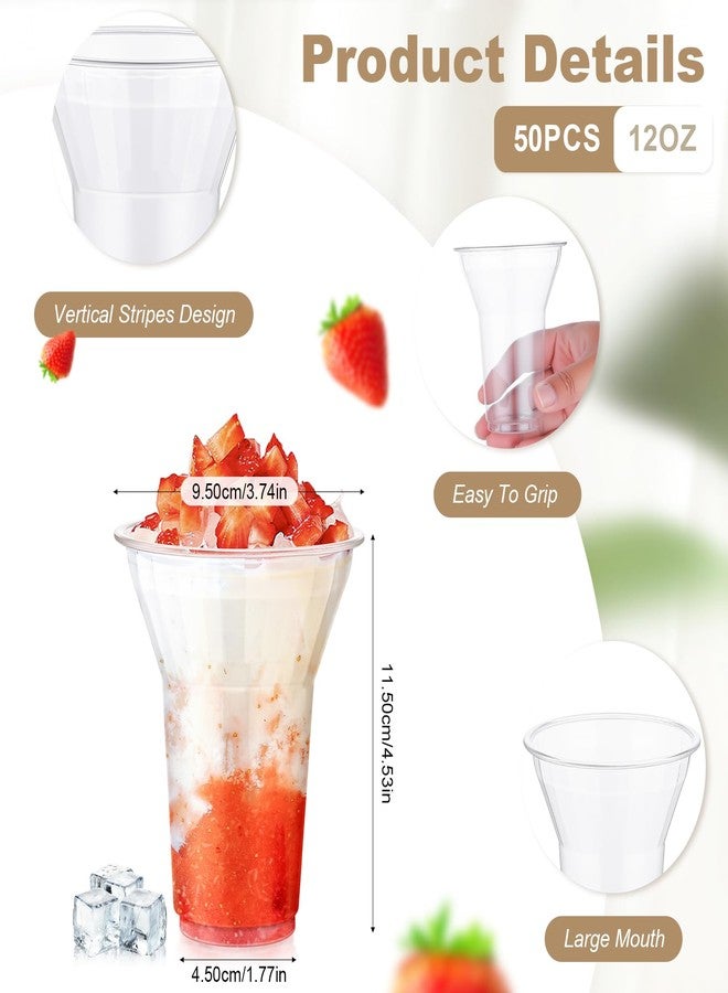 KesaPlan 50 Pack 12 oz Root Beer Float Cups Plastic Milkshake Cup Disposable Ice Cream Float Cups for Cold Drinking Iced Coffee Soda Cocktail Disposable Plastic Parfait Cup for Party Holiday Wedding - Image 3