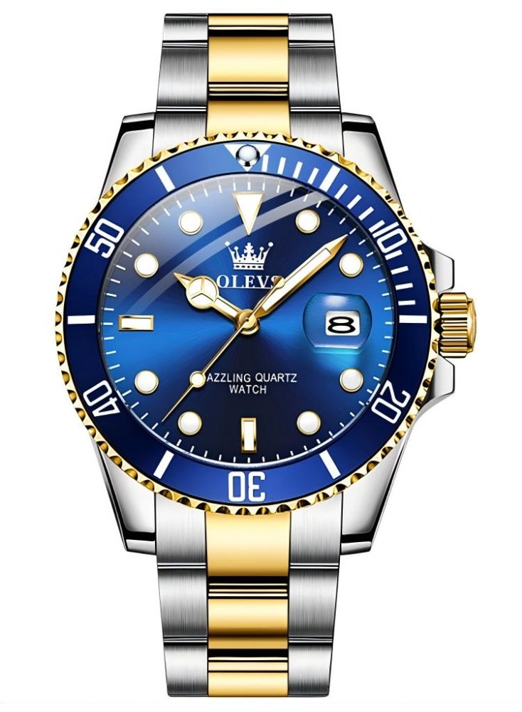 أوليفز ساعات OLEVS للرجال مقاومة للماء من الفولاذ المقاوم للصدأ، ساعة كوارتز تناظرية للرجال، ساعة يد كلاسيكية كاجوال أنيقة للرجال - Image 1