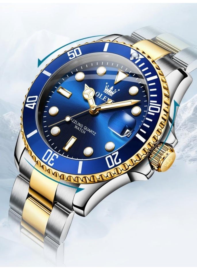 أوليفز ساعات OLEVS للرجال مقاومة للماء من الفولاذ المقاوم للصدأ، ساعة كوارتز تناظرية للرجال، ساعة يد كلاسيكية كاجوال أنيقة للرجال - Image 2