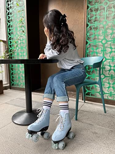 Gets Roller Skates for Women Men 4 Wheels Light Up Indoor Outdoor Roller Skate, High Top PU Leather Beginner Double Row Unisex Roller Skates (37=US 7) - Image 5