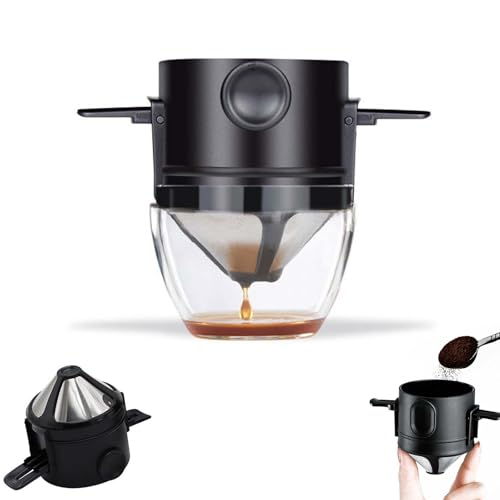 Zytiqt Filter Coffee Machine with Bottom Cup, Stainless Steel Reusable Coffee Filter, Portable Coffee Maker for Home, Office, Travel and Camping, Coffee Dripper with Easy Clean Design - Image 1