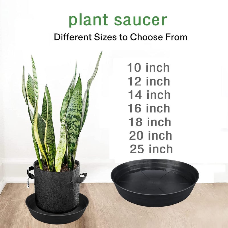 LWALRS Plant Saucer 10 12 14 16 18 20 25 Inch Extra-Deep Plant Trays for Flower Pot, Heavy Drainage Tray for Indoors No Holes, 4 Pack of Plastic Plant saucers Water Catcher for Pots Base (10 Inch, Black) - Image 4