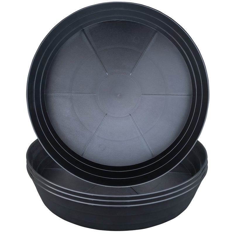 LWALRS Plant Saucer 10 12 14 16 18 20 25 Inch Extra-Deep Plant Trays for Flower Pot, Heavy Drainage Tray for Indoors No Holes, 4 Pack of Plastic Plant saucers Water Catcher for Pots Base (10 Inch, Black) - Image 1