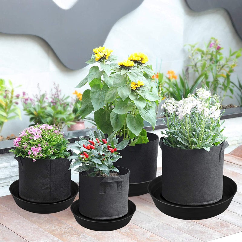 LWALRS Plant Saucer 10 12 14 16 18 20 25 Inch Extra-Deep Plant Trays for Flower Pot, Heavy Drainage Tray for Indoors No Holes, 4 Pack of Plastic Plant saucers Water Catcher for Pots Base (10 Inch, Black) - Image 5